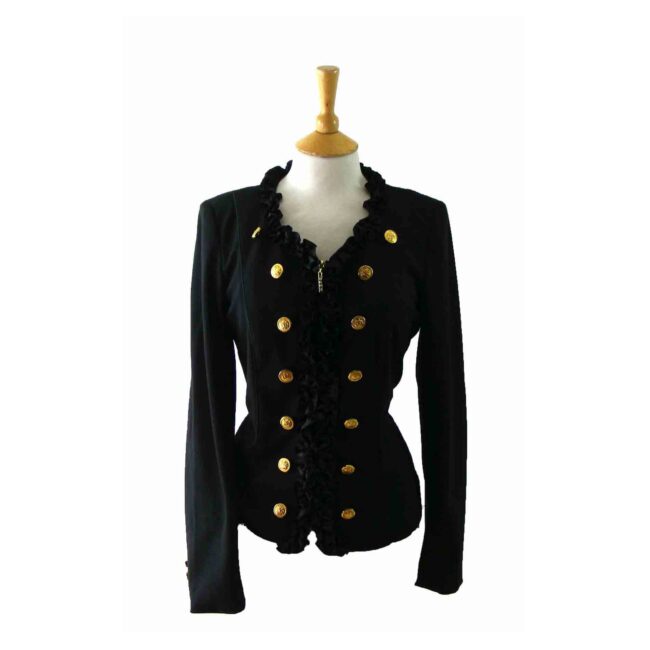 80s Black Jacket With Gold Buttons