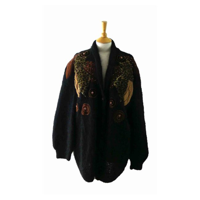 80s Black Mohair Cardigan - 16