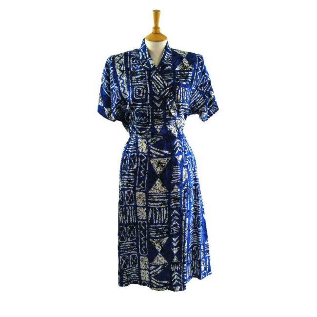 80s Blue And White dress