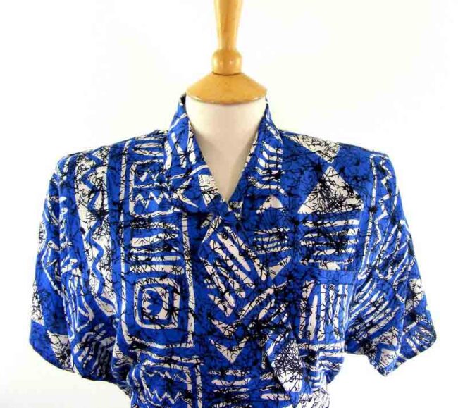 80s Blue And White dress - Image 2