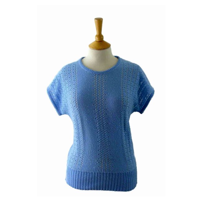 80s Blue Knitted Top - 10