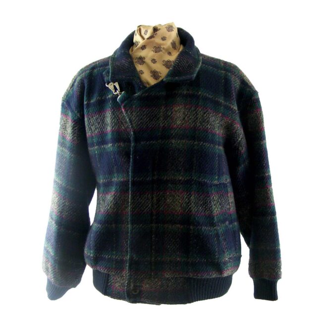 80s Check Wool Bomber jacket - XL