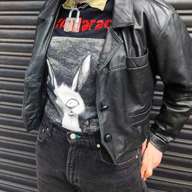 80s Cropped Black Leather Jacket