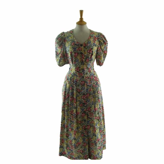 90s Floral Button Through Summer Dress - 14