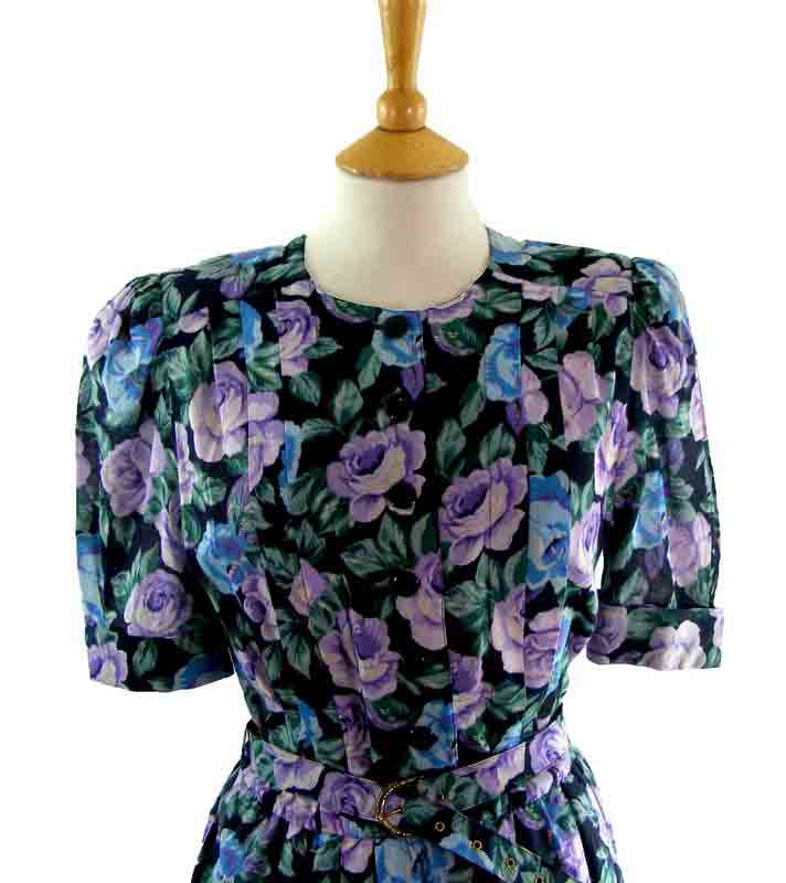 80s Floral Multicoloured Dress - Image 2
