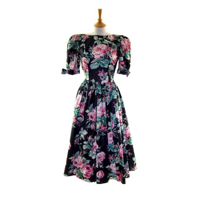 80s Floral Summer Dress - 8