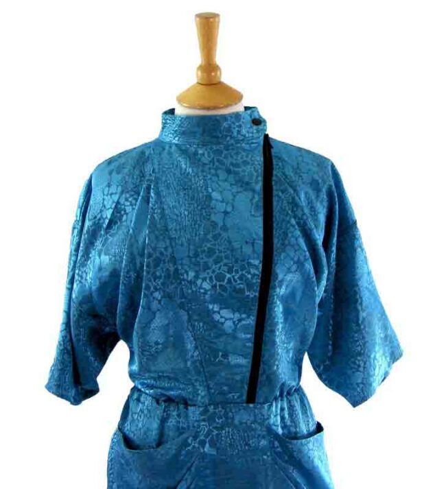 80s French Blue Dress - Image 2