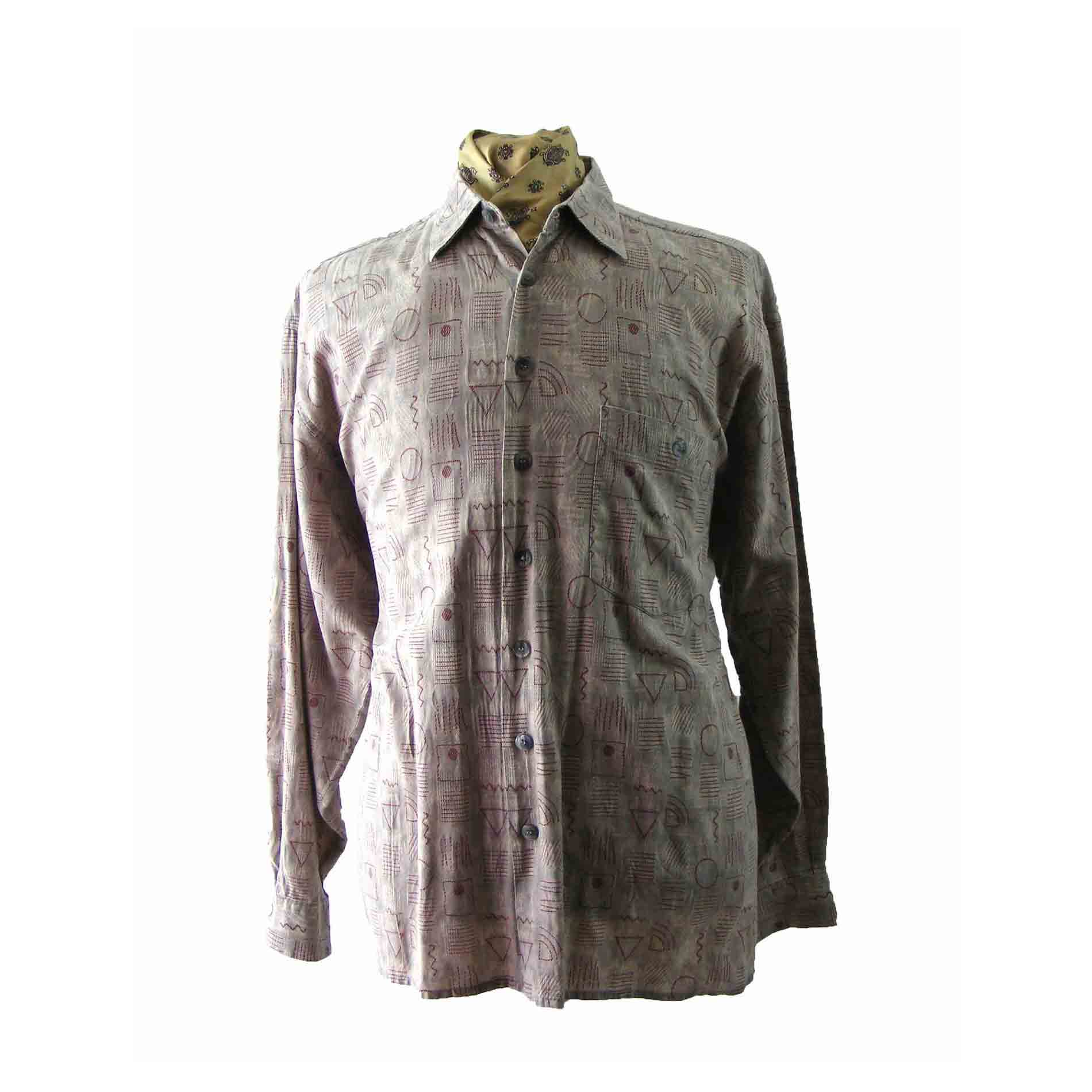 80s Geometric Shapes Print Shirt - XL