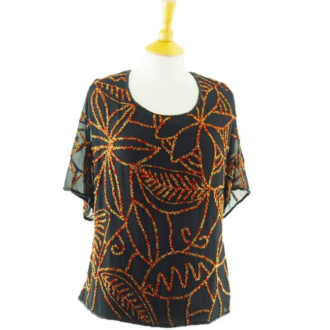 80s Ladies Beaded Top