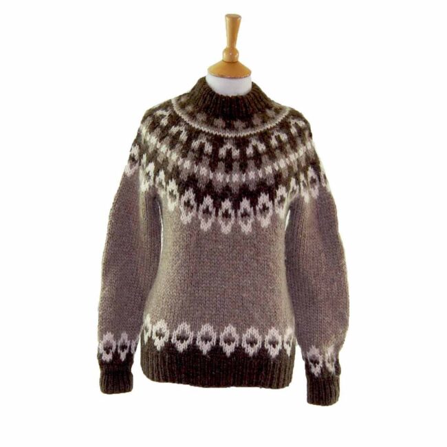 80s Ladies Brown Icelandic jumper - 10