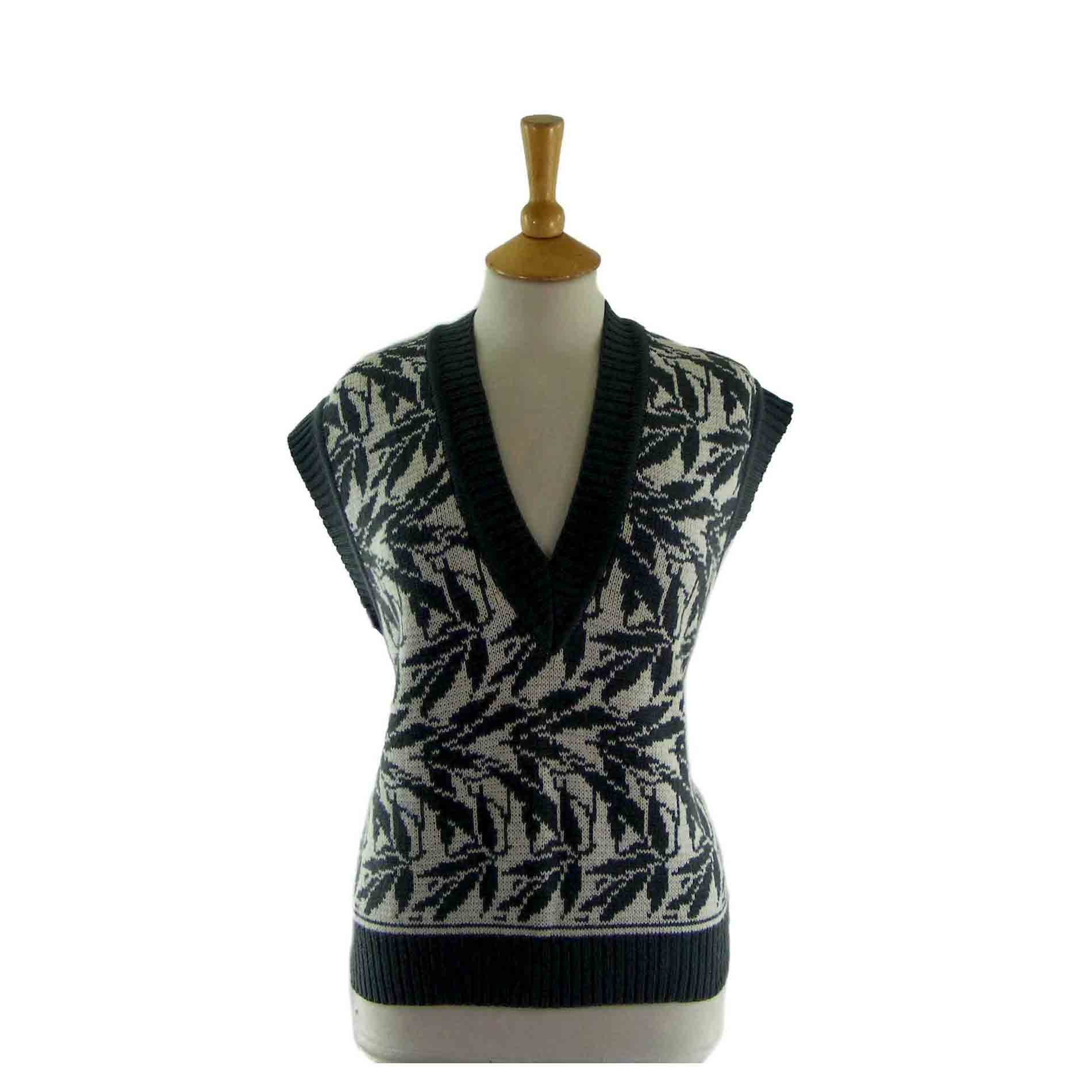 80s Leaf Patterned Tank Top - 12