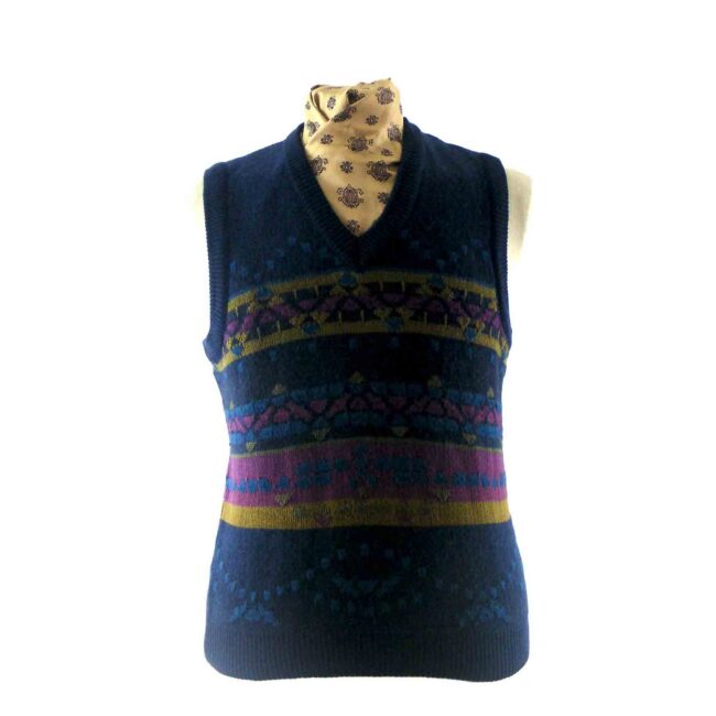 80s Mens Multicolored Ethnic Style Print Tank Top - M