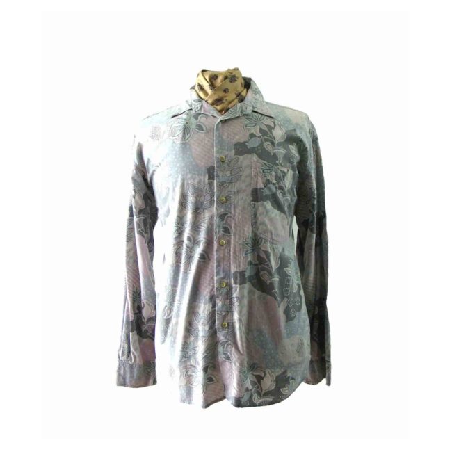 80s Multicolored Floral Print Shirt - L