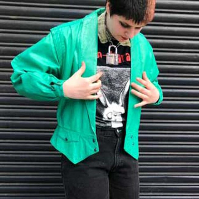 80s Oversized Green Leather Jacket