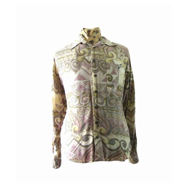 80s Patterned Long Sleeved Shirt - L
