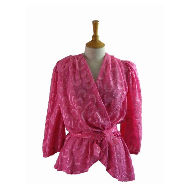 80s Pink V Neck Top - UK 10