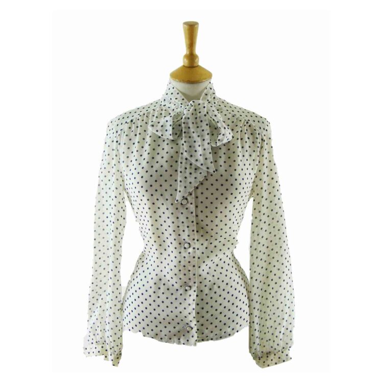 Polka Dots Pussy-Bow Blouse