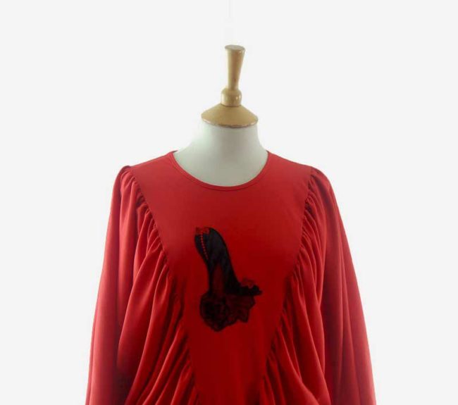 80s Red Draped Shirt - 12 - Image 3