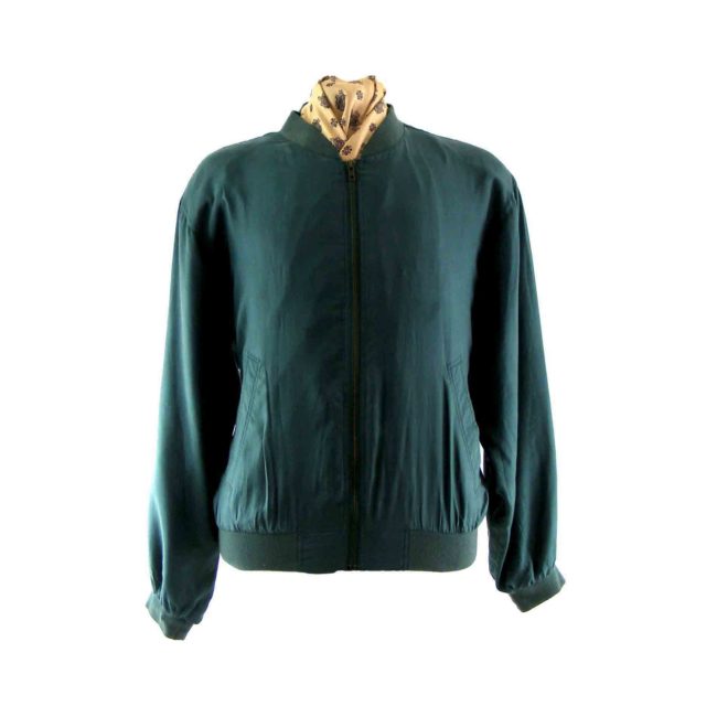 Sea green silk bomber jacket