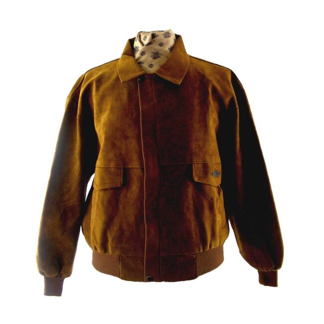 80s Tan Suedette Bomber jacket - L