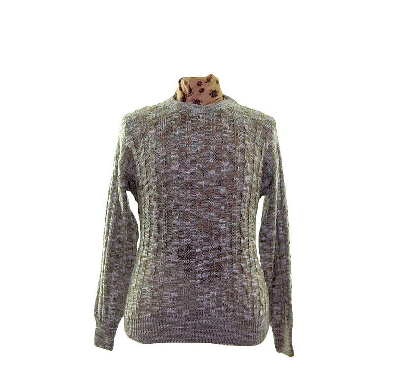 80s Two Tone Jumper UK L Blue 17 Vintage Clothing