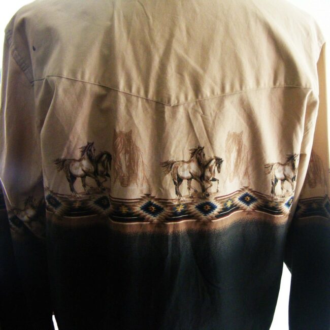 80s Western Shirt With Horse Print - L - Image 3