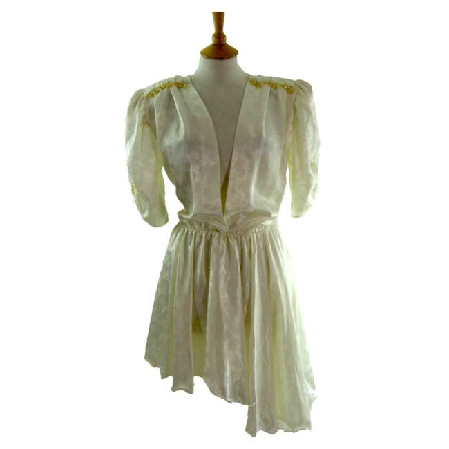 80s White Silk Dress