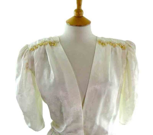 80s White Silk Dress - Image 2
