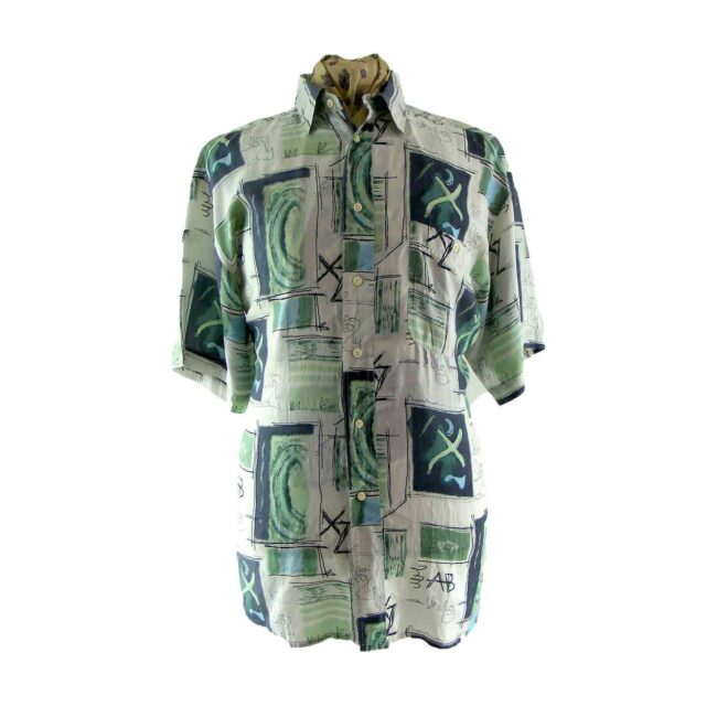 80s abstract print silk shirt