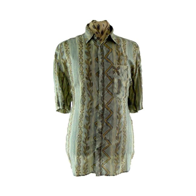 80s ethnic print silk shirt