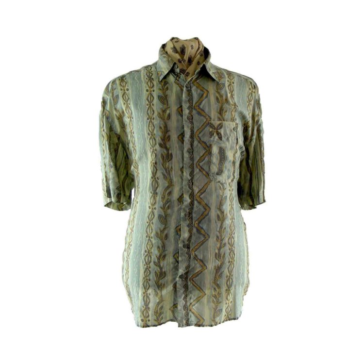 80s ethnic print silk shirt