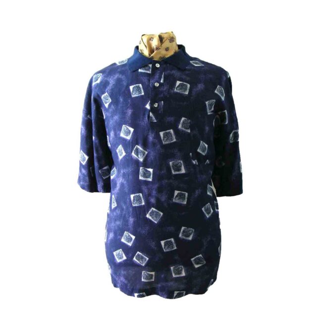 80s Blue Printed Casual shirt - L