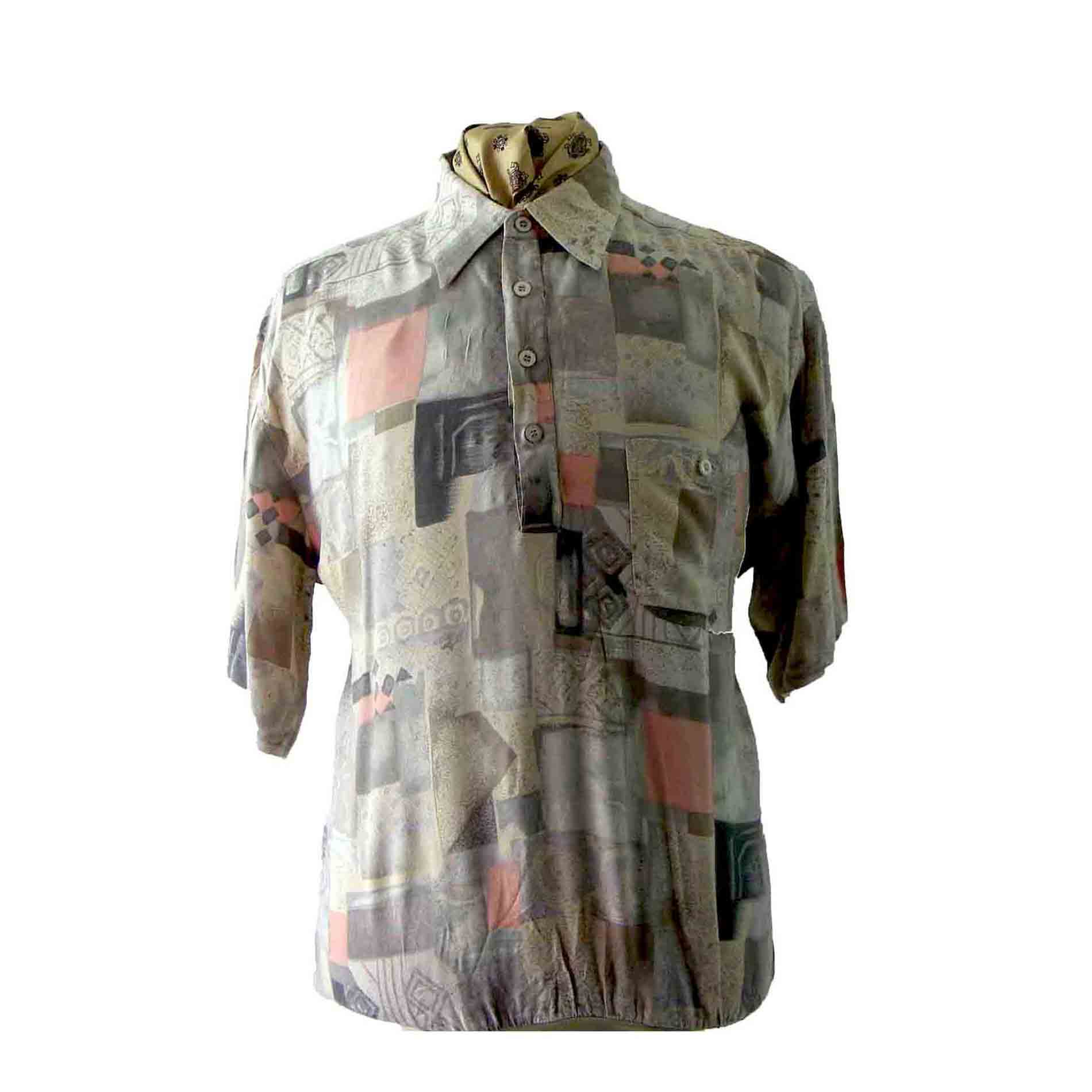 80s Cube Print Casual shirt - XL
