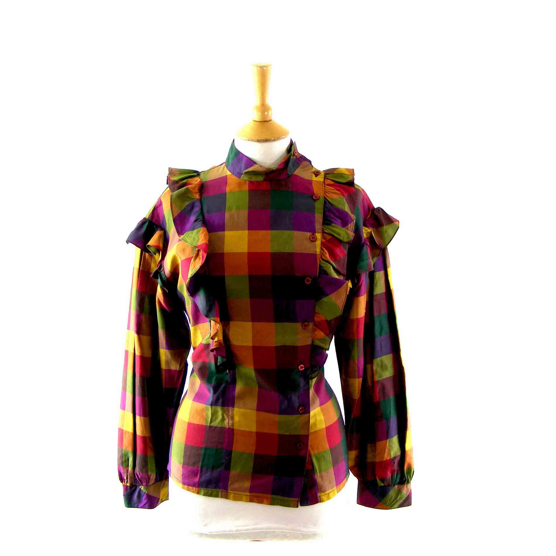80s Multicolour silk blouse