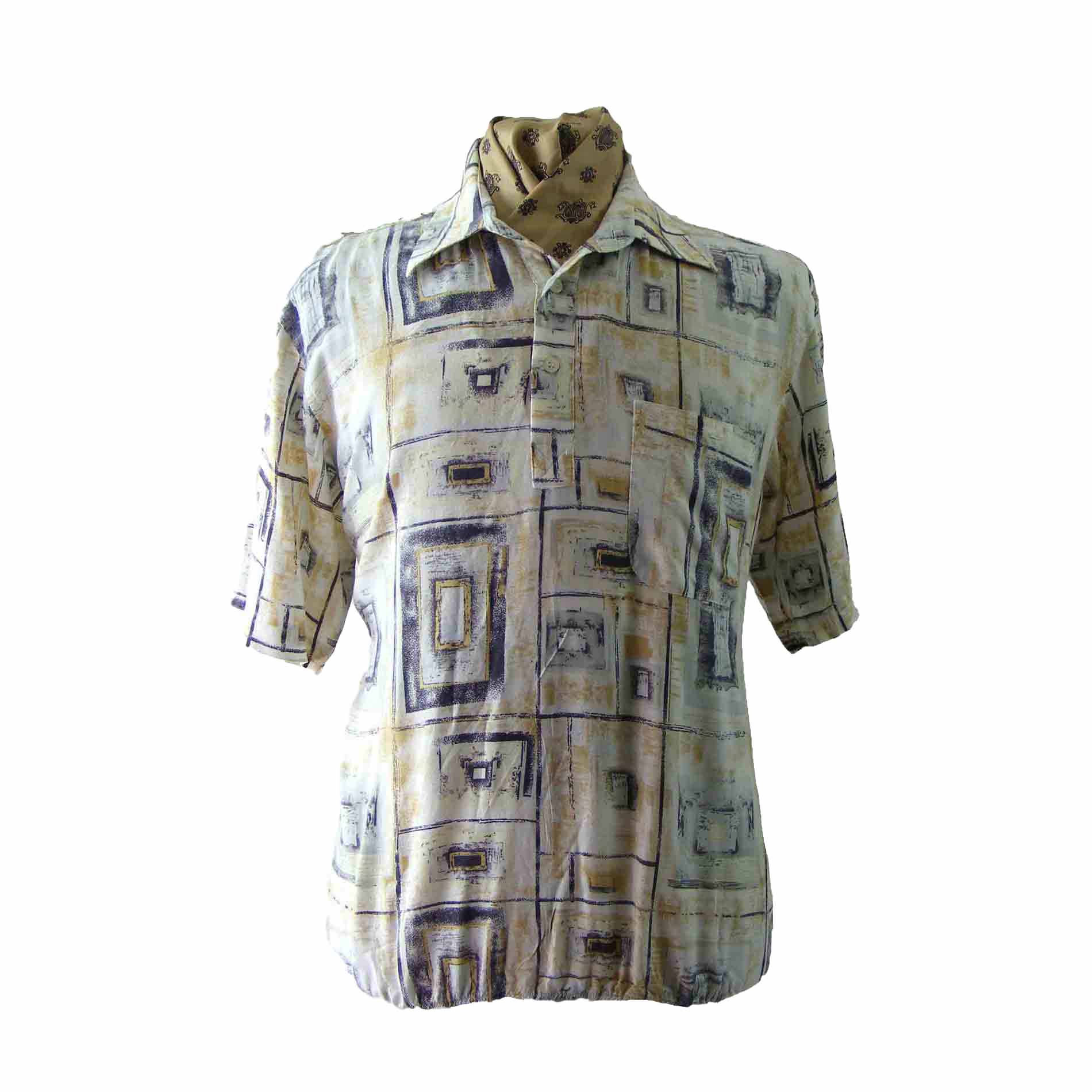 80s Printed Mens Shirt - L