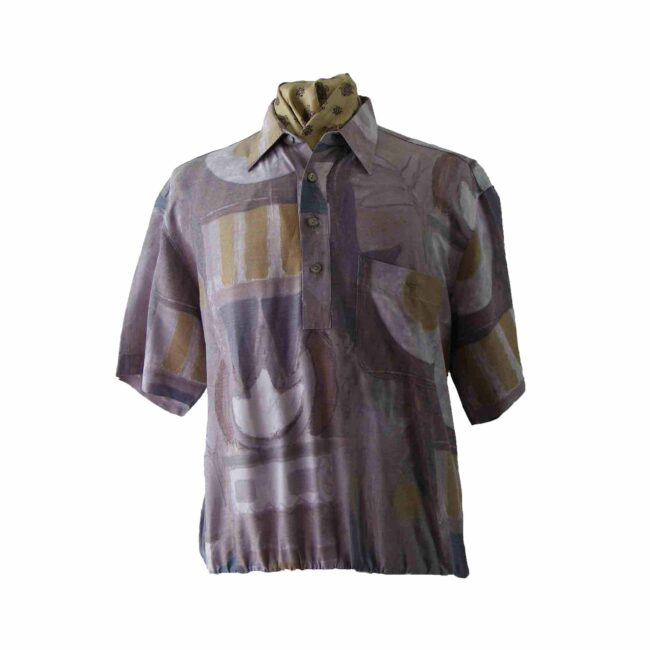 80s Purple Abstract Print shirt - L