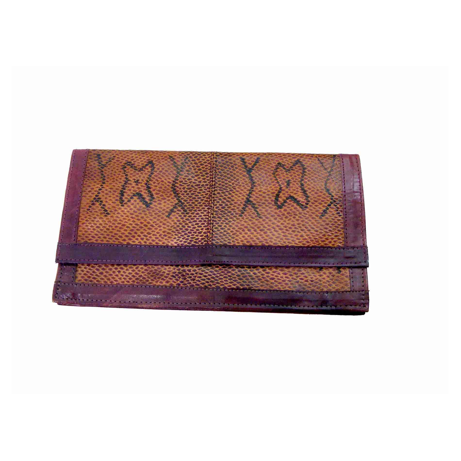 80s Snakeskin And Leather Ethnic Clutch Bag