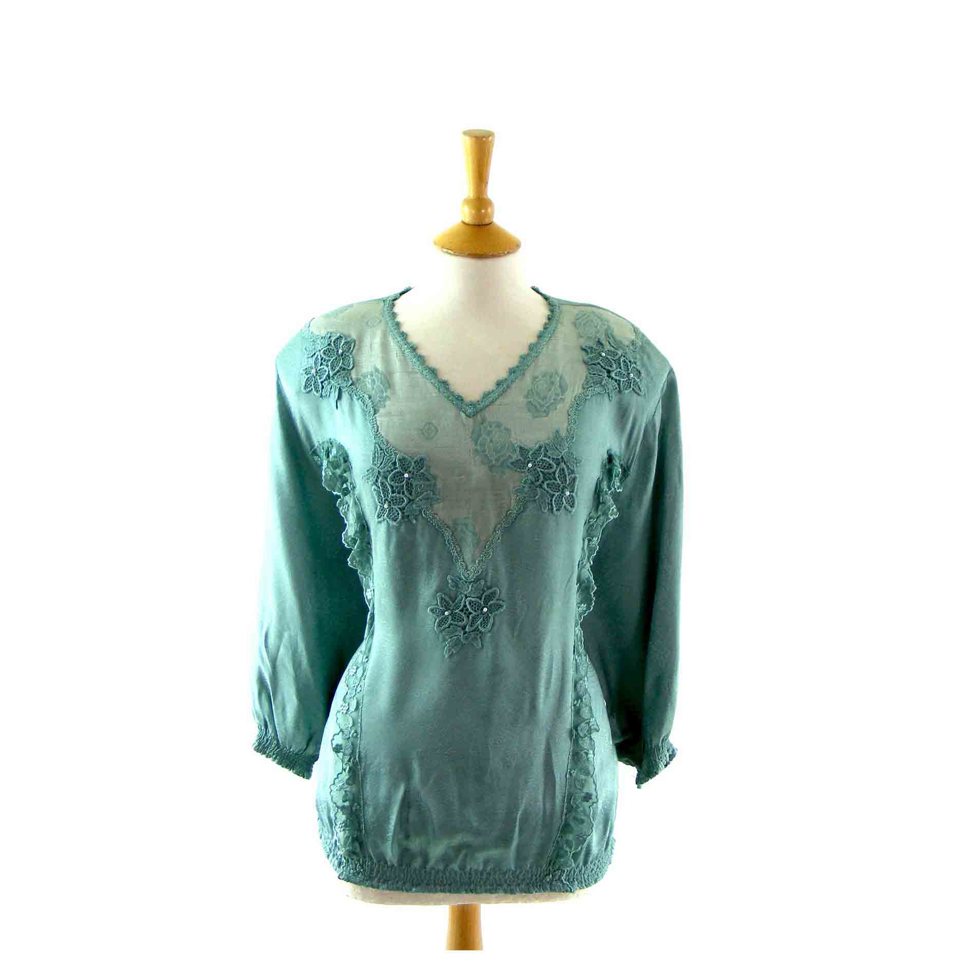 80s appliqué blouse