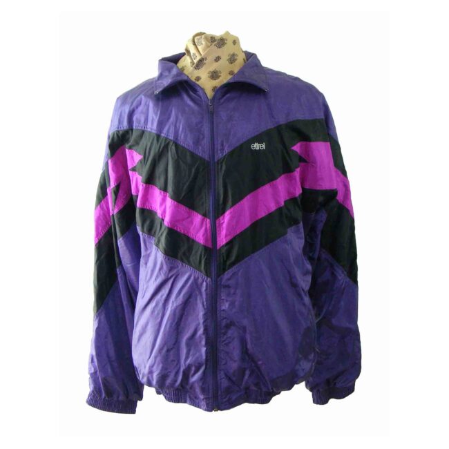 80s purple chevron shell suit top