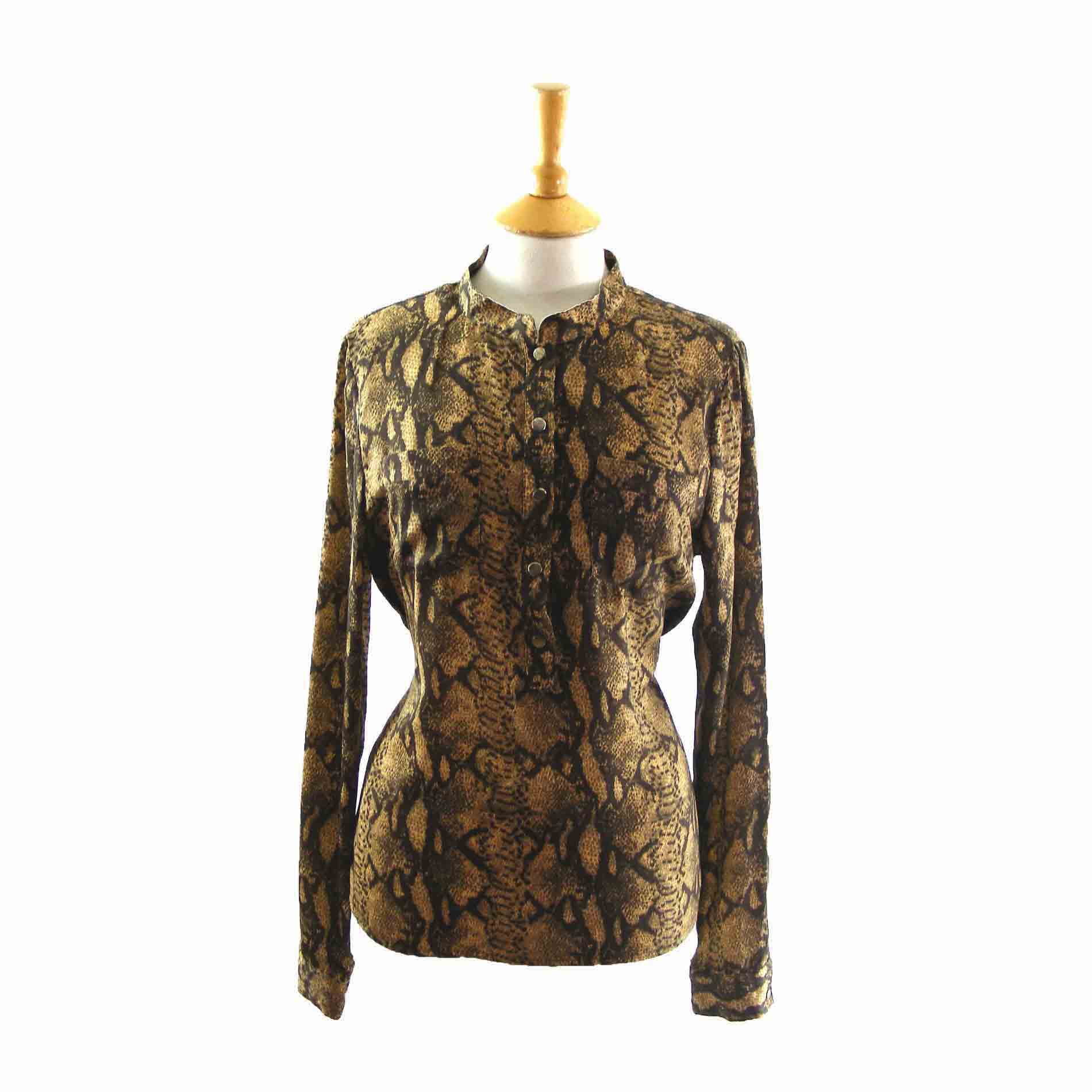 80s snakeskin print blouse