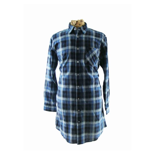 90s Blue Checked Flannel Shirt - XL