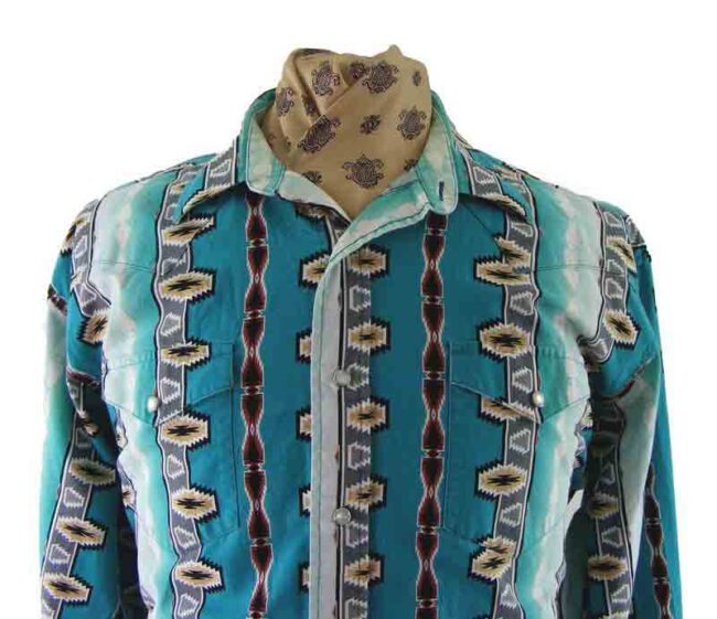 90s Blue South Western Shirt - Image 2