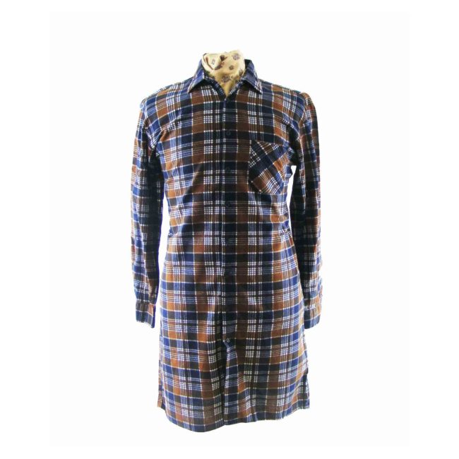 90s Brown Checked Flannel Shirt - L