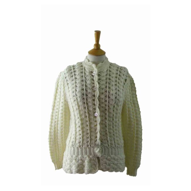 90s Cream Wool Crotchet Top