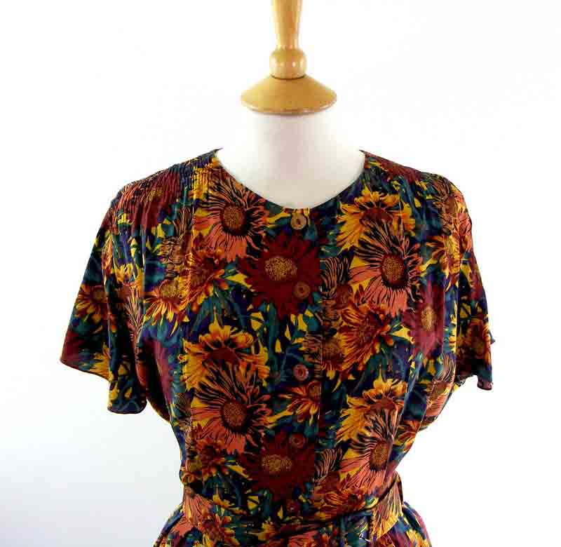 90s Floral Dress - Blue 17 Vintage Clothing