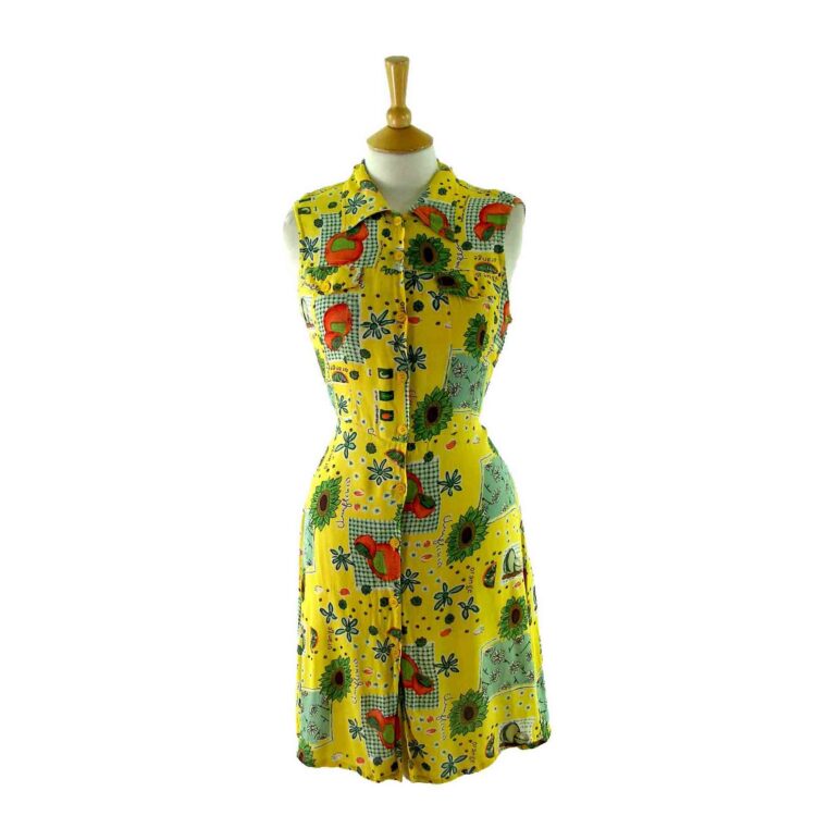 90's Navy Blue Floral Print Sleeveless Dress by Street Flower main image 1
