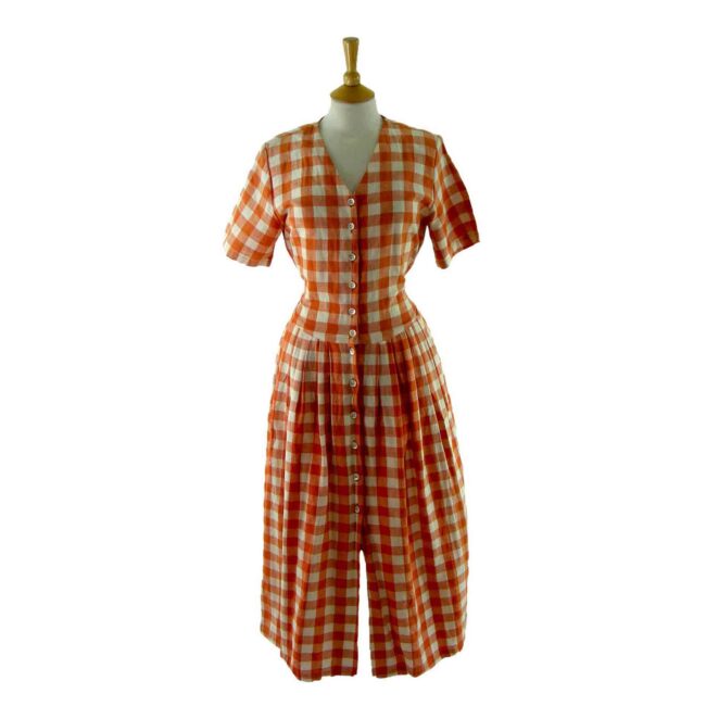 90s Gingham Print Dress