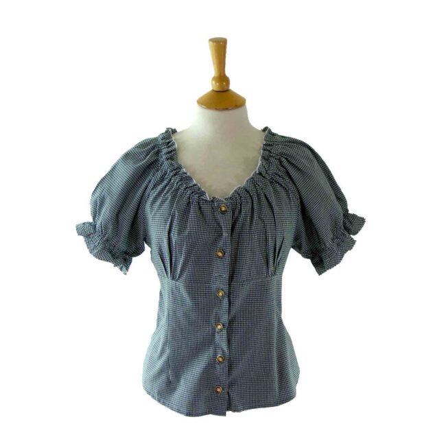 90s Green Gingham Top