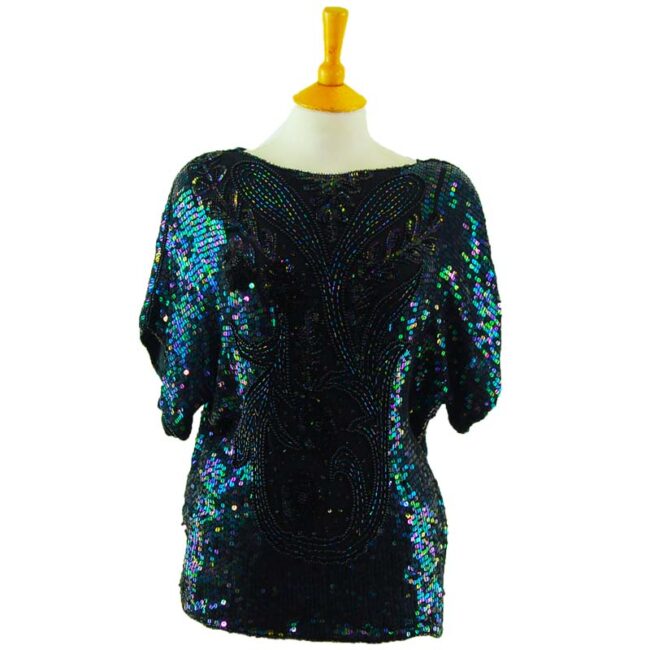 90s Iridescent Sequin Top