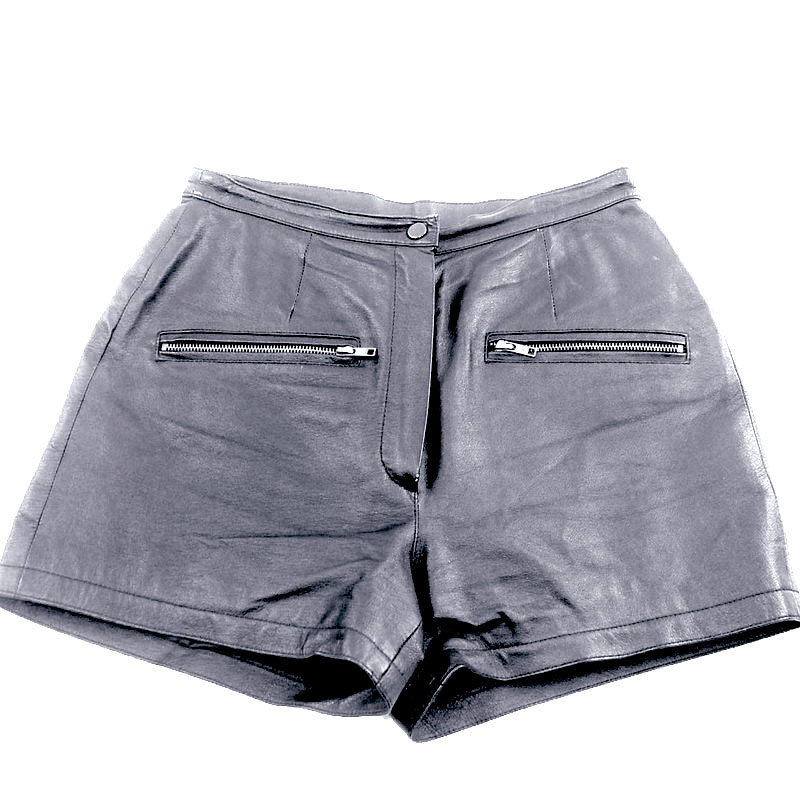 Leather Ladies Short Shorts Uk 8 Blue 17 Vintage Clothing